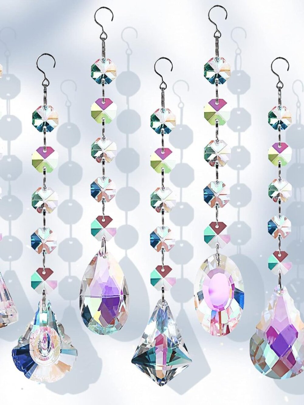 Sun Catchers with Crystals, 7 Pcs Hanging Crystals Suncatchers for Windows